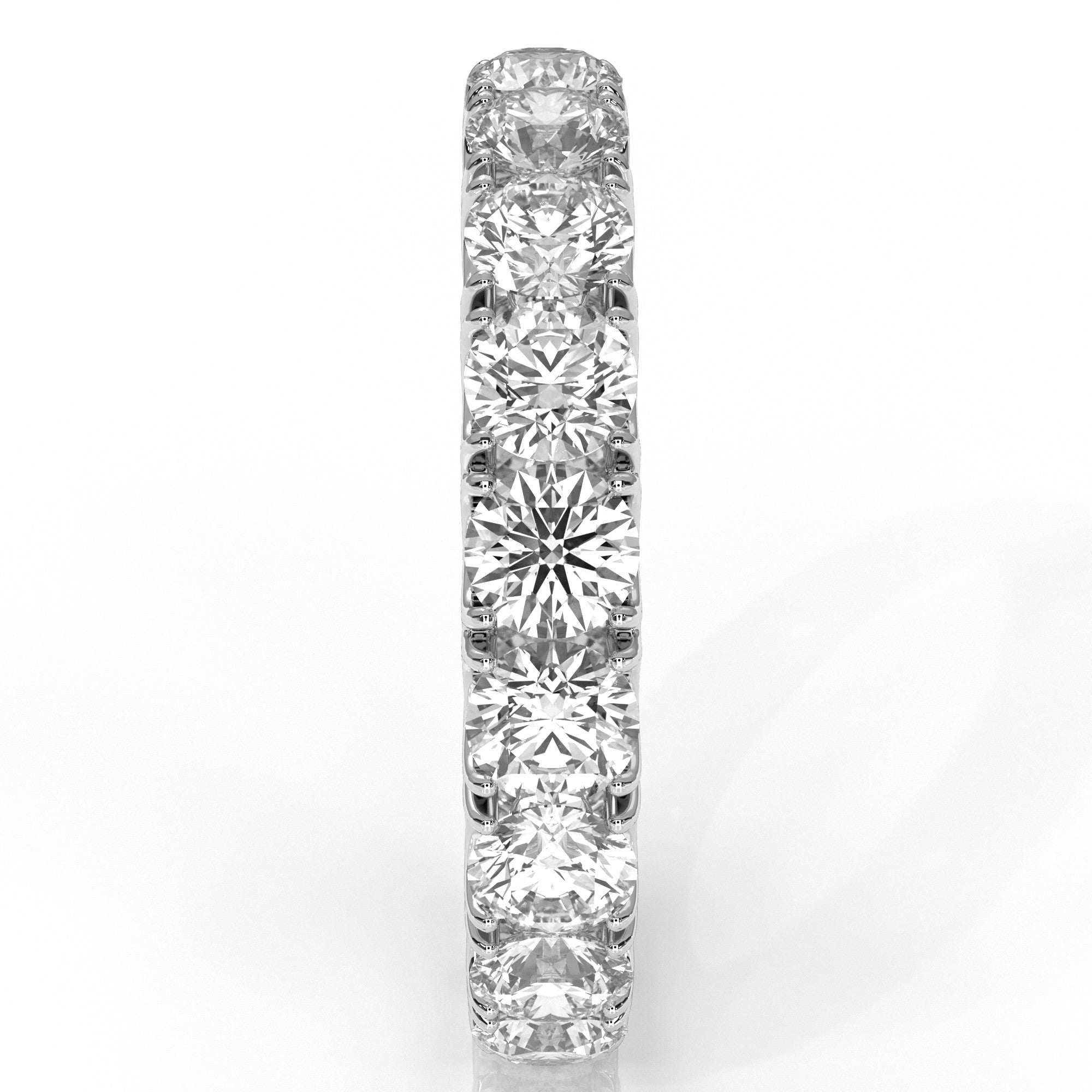 French U Cut Pave Set Round Lab Grown Diamond Women's Eternity Ring