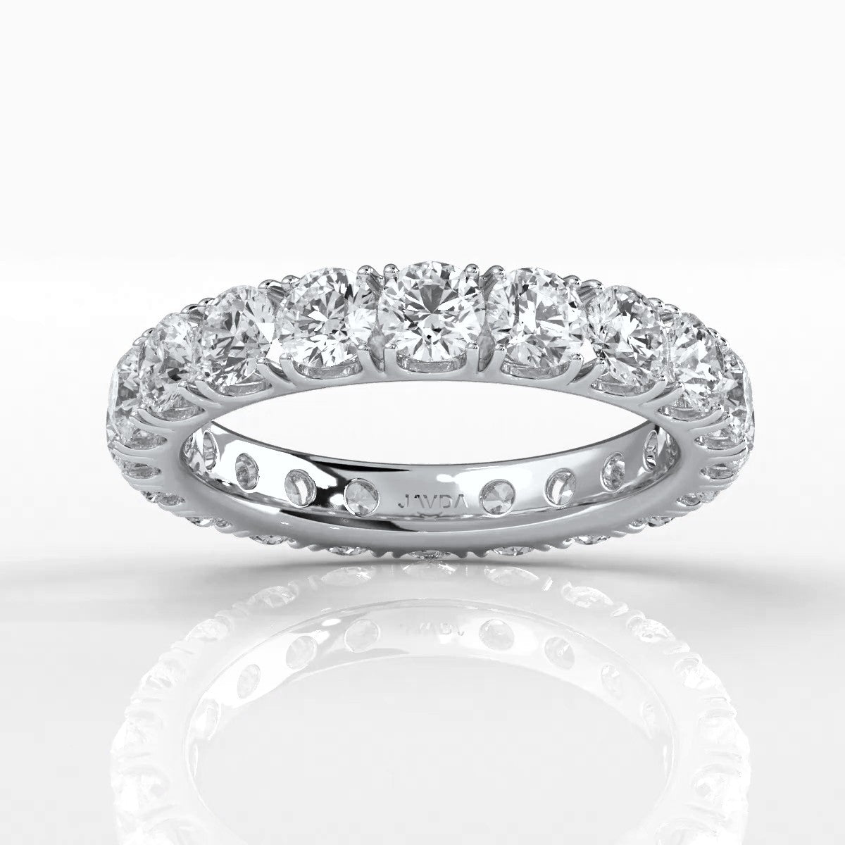 French U Cut Pave Set Round Lab Grown Diamond Women's Eternity Ring