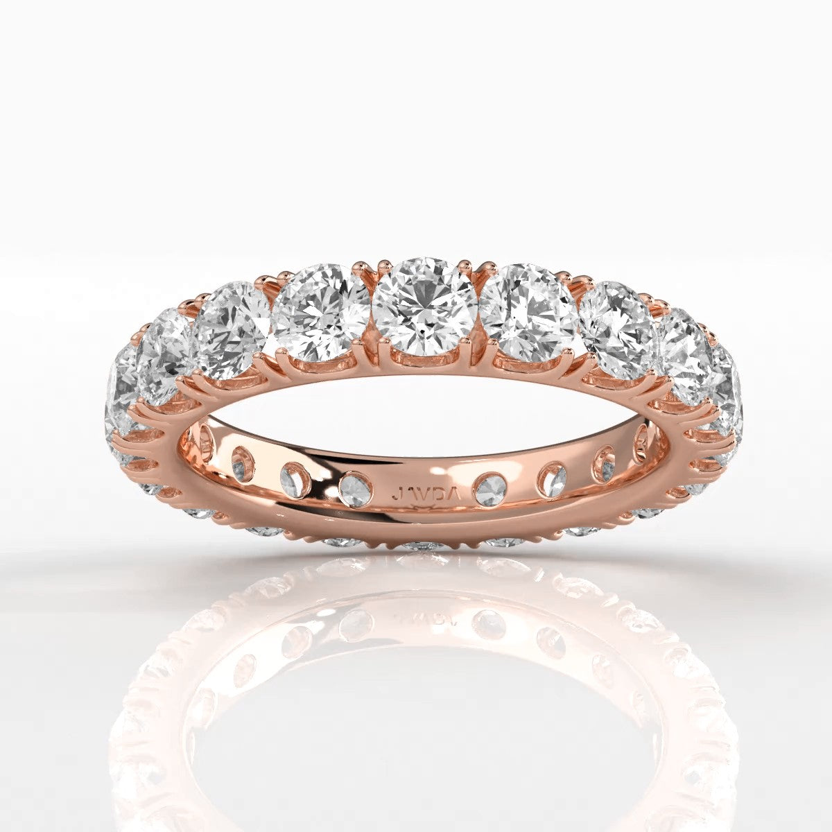 French U Cut Pave Set Round Lab Grown Diamond Women's Eternity Ring