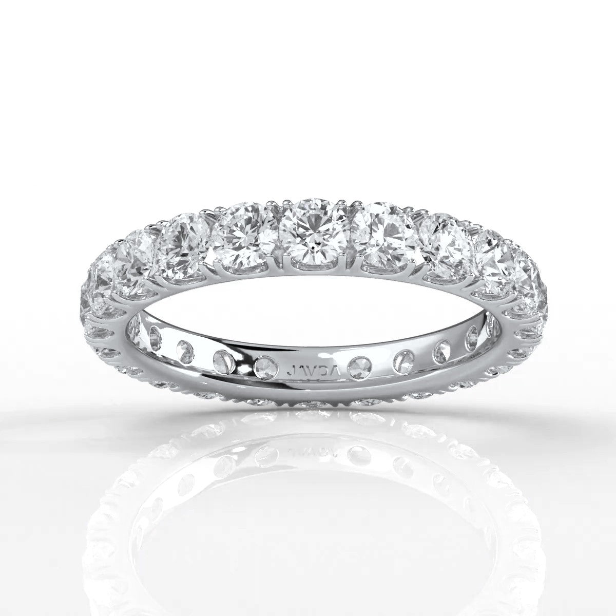 French U Cut Pave Set Round Lab Grown Diamond Women's Eternity Ring