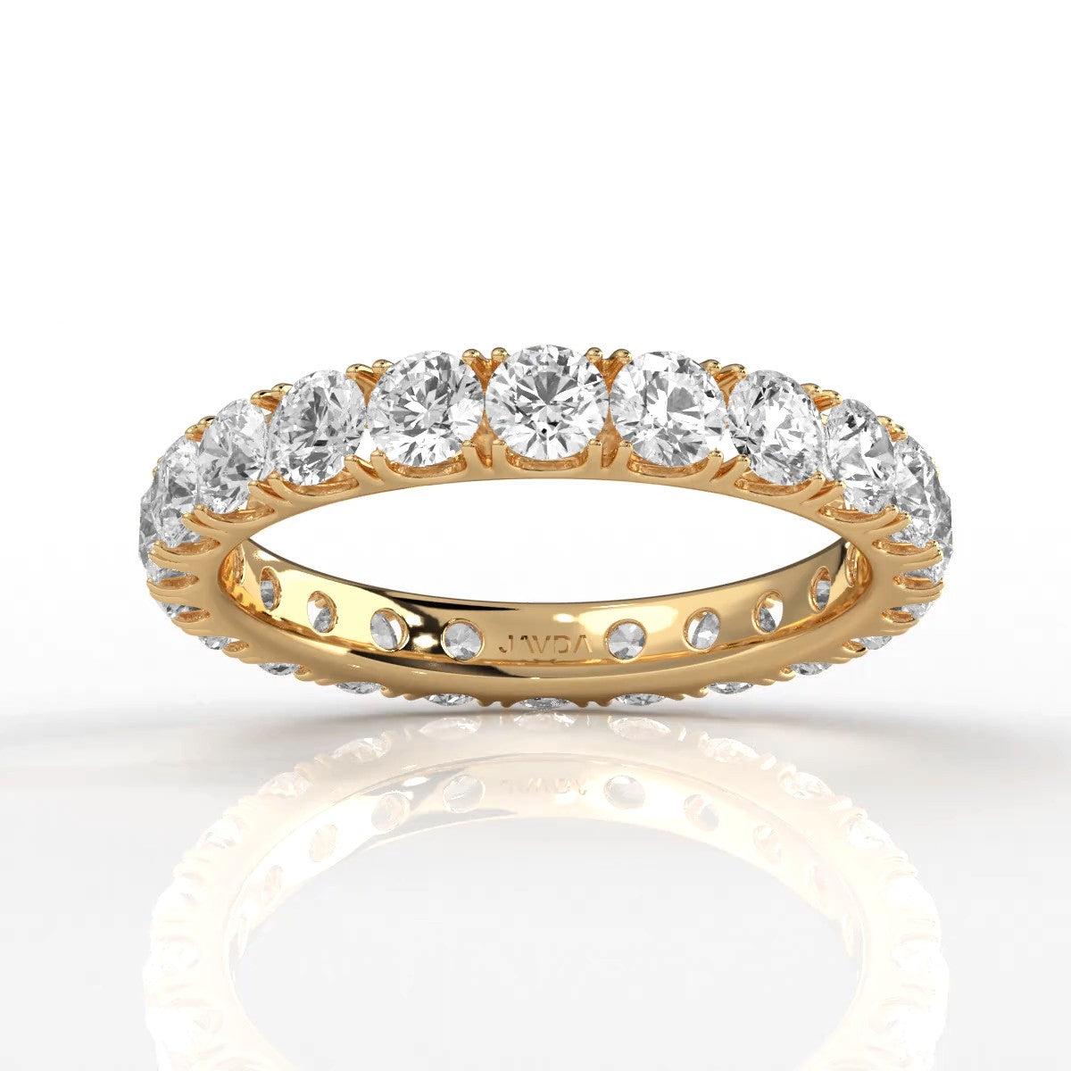 French U Cut Pave Set Round Lab Grown Diamond Women's Eternity Ring