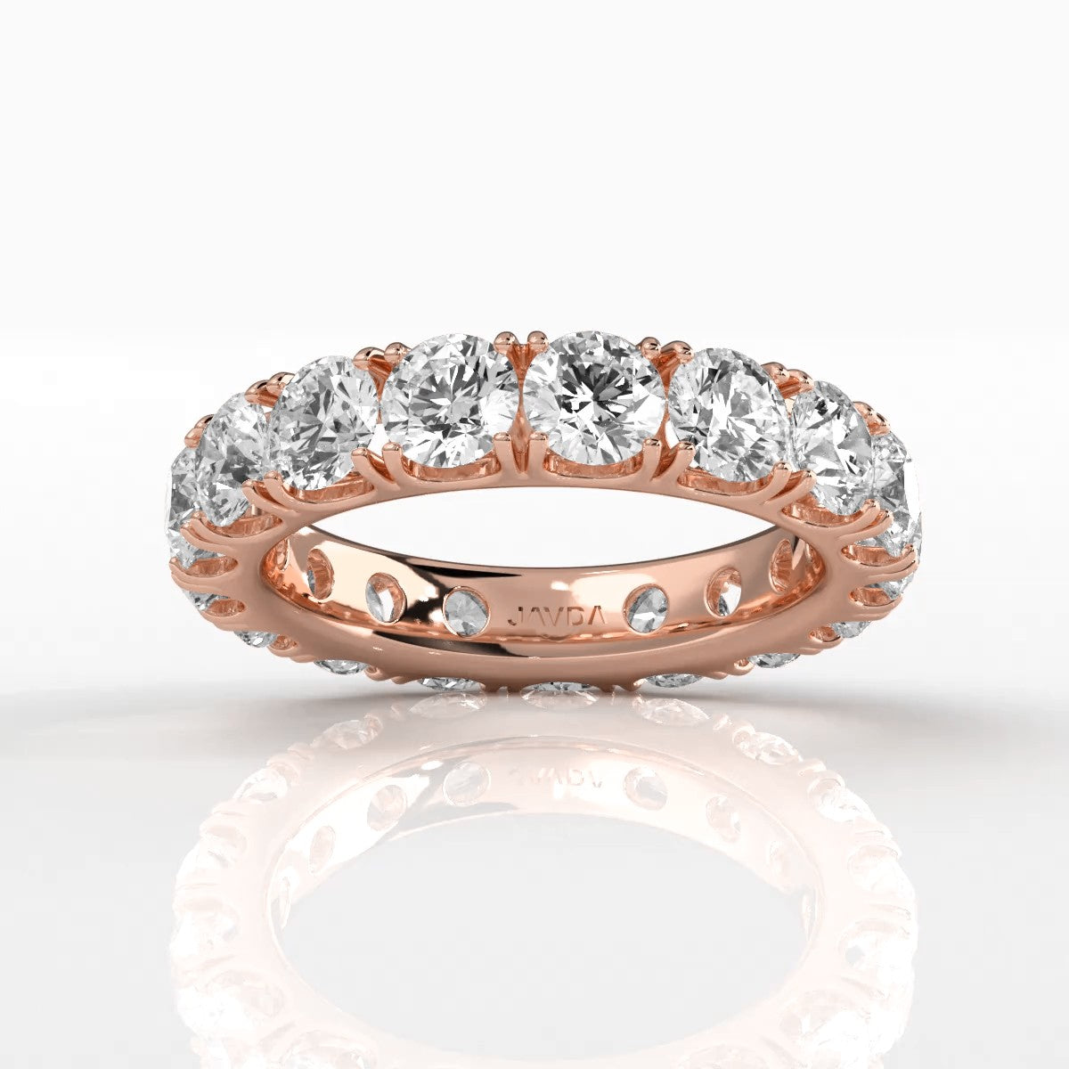 French U Cut Pave Set Round Lab Grown Diamond Women's Eternity Ring