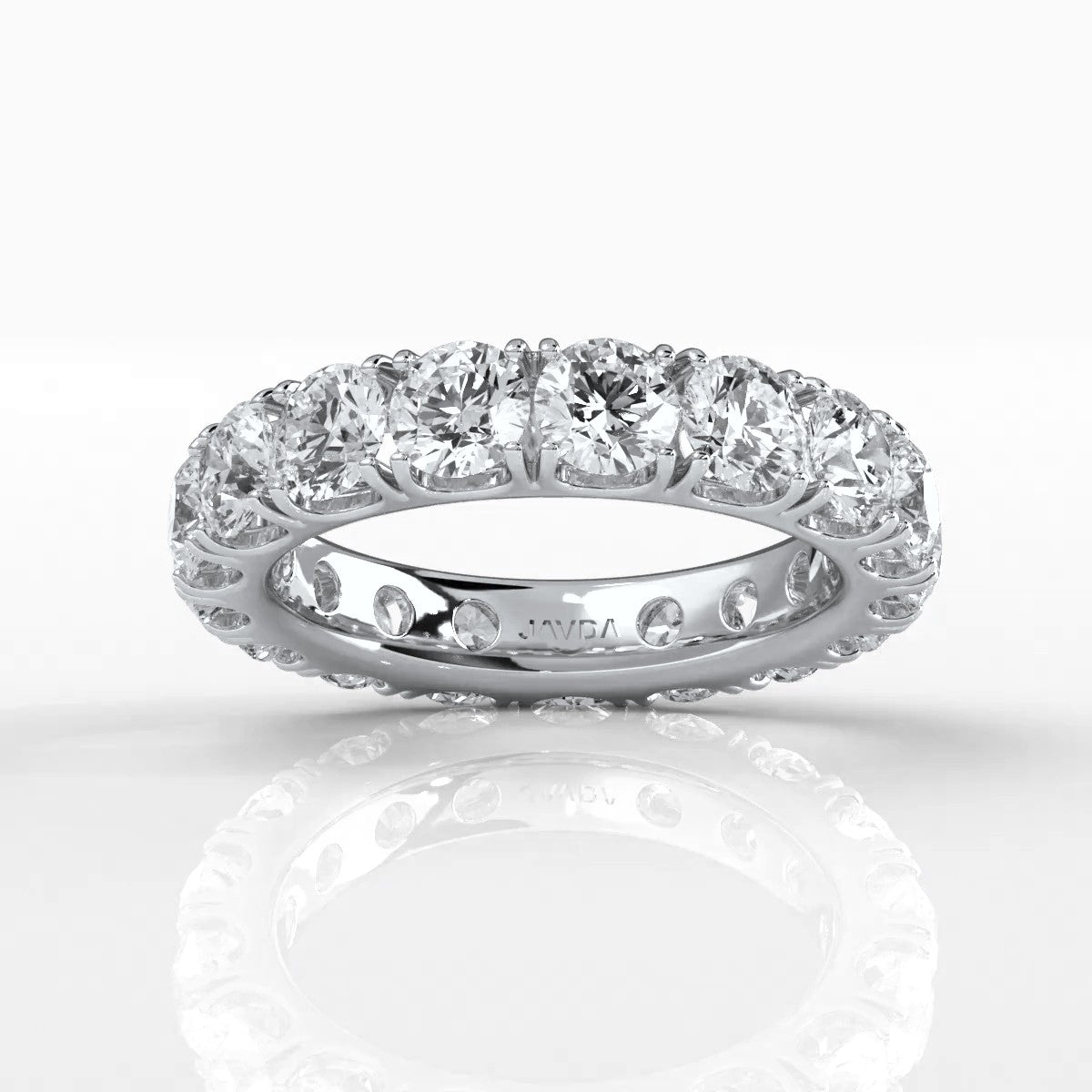 French U Cut Pave Set Round Lab Grown Diamond Women's Eternity Ring