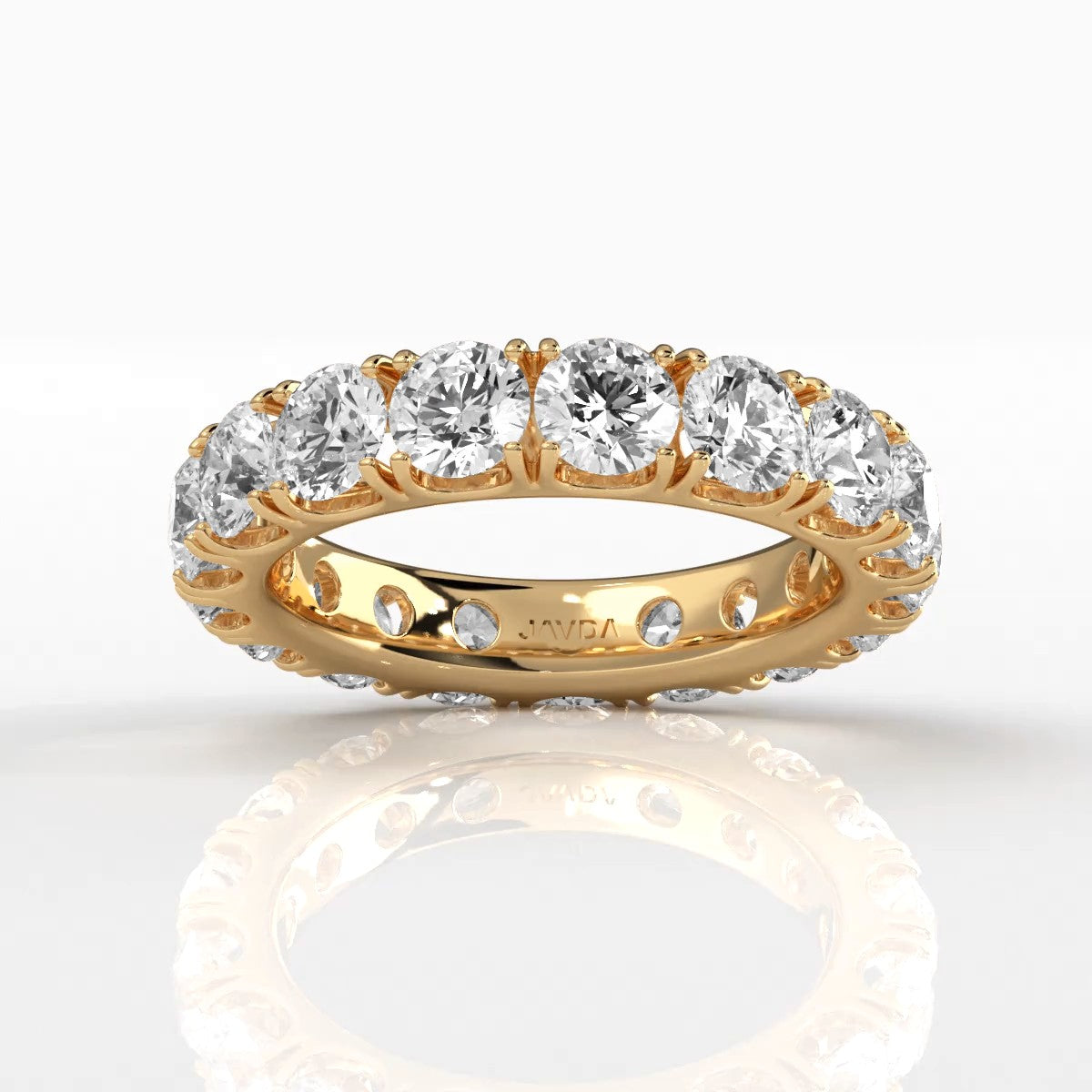 French U Cut Pave Set Round Lab Grown Diamond Women's Eternity Ring