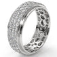 Matte Finish 4 Row Round Diamond Eternity Men Wedding Band 14k White Gold 2.83 Ctw.