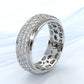 Matte Finish 4 Row Round Diamond Eternity Men Wedding Band 14k White Gold 2.83 Ctw.