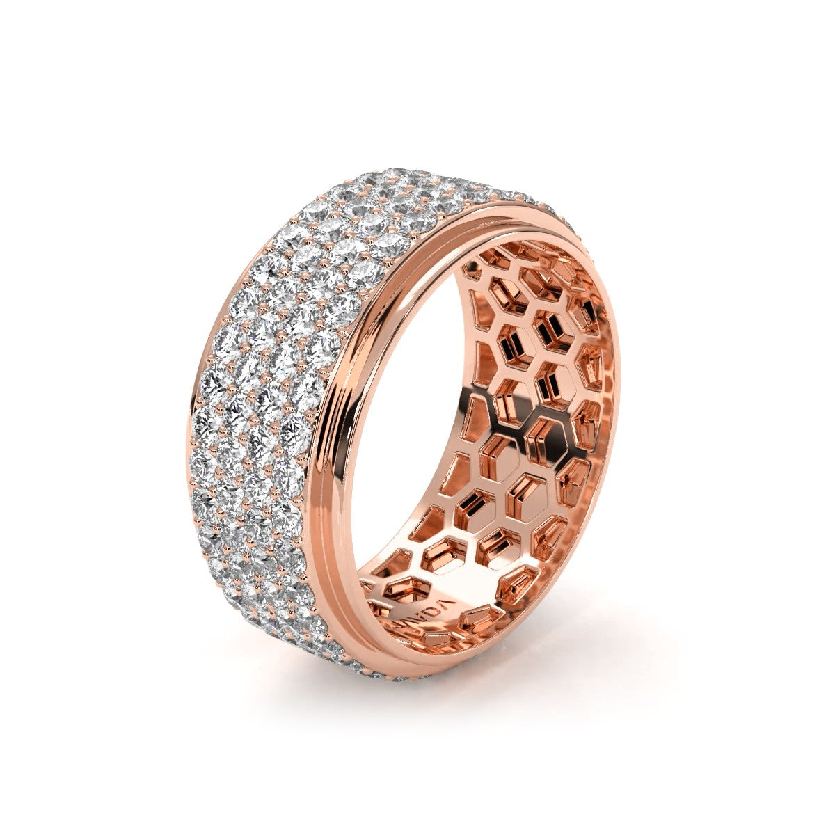 Matte Finish 4 Row Round Diamond Eternity Men Wedding Band 14k White Gold 2.83 Ctw.