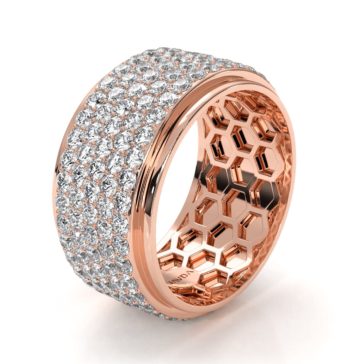 Matte Finish 4 Row Round Diamond Eternity Men Wedding Band 14k White Gold 2.83 Ctw.