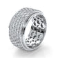 Matte Finish 4 Row Round Diamond Eternity Men Wedding Band 14k White Gold 2.83 Ctw.