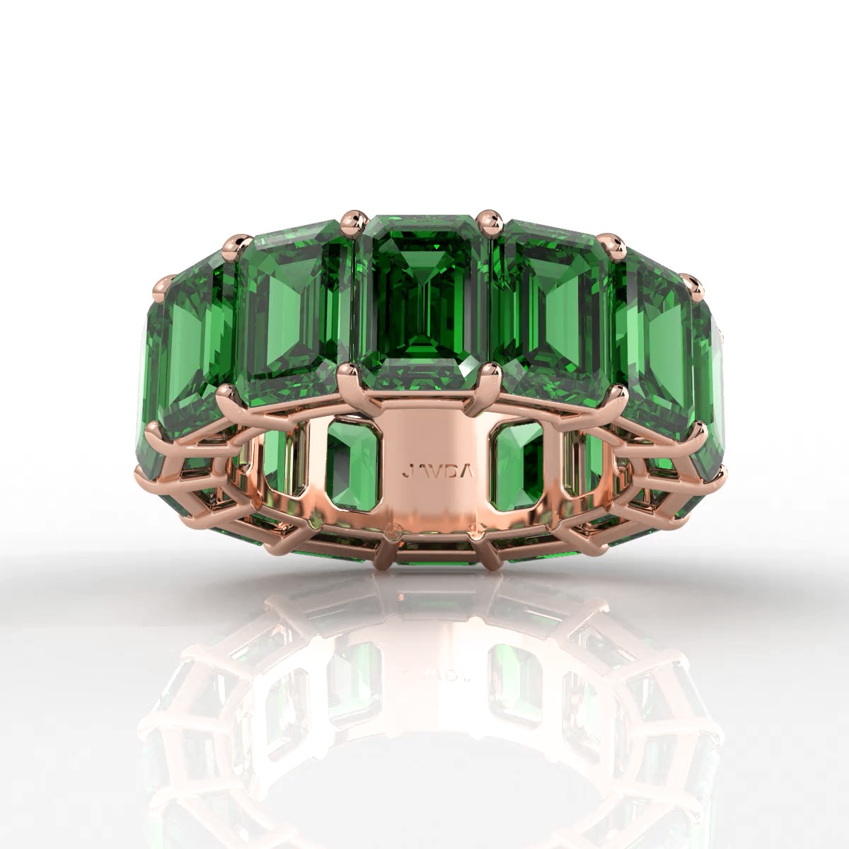 Shared Prong Emerald Gemstone Women's Eternity Wedding Band 15.78 Ctw.