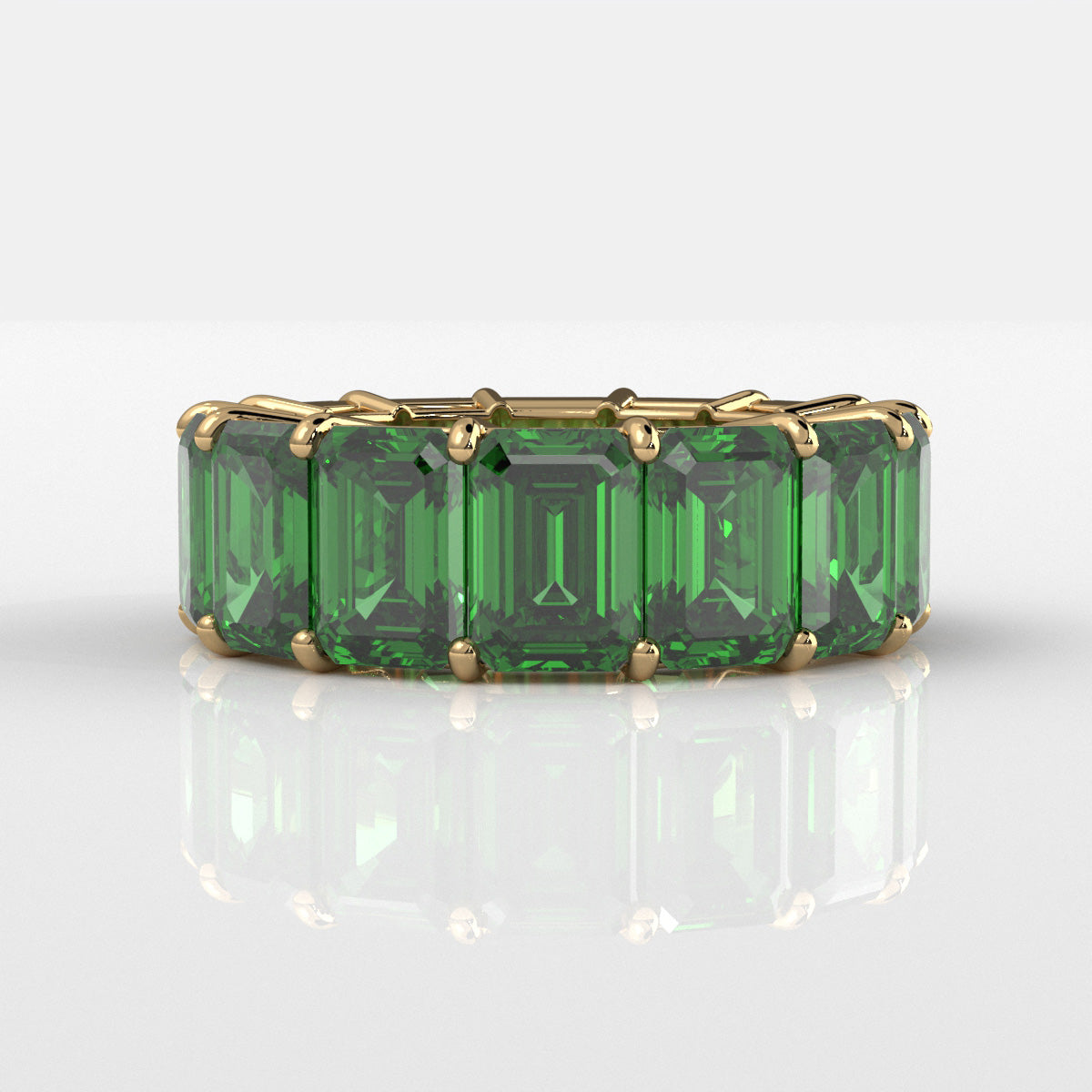 Shared Prong Emerald Gemstone Women's Eternity Wedding Band 15.78 Ctw.