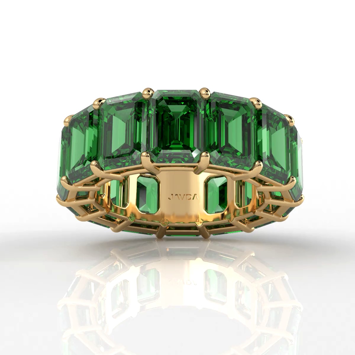 Shared Prong Emerald Gemstone Women's Eternity Wedding Band 15.78 Ctw.