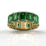 Shared Prong Emerald Gemstone Women's Eternity Wedding Band 15.78 Ctw.