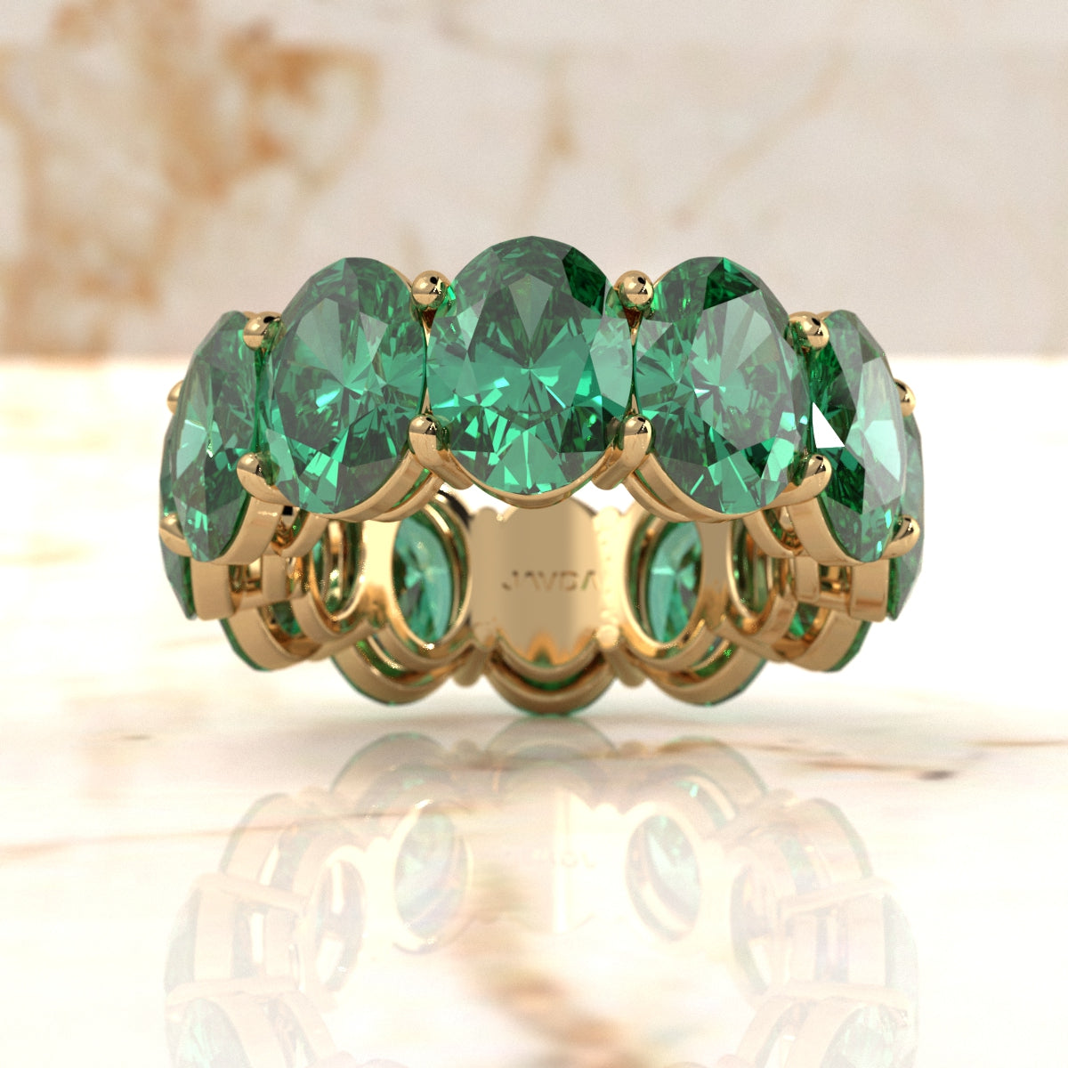 Shared Prong Oval Gemstone Eternity Women's Wedding Band 13.38 Ctw.