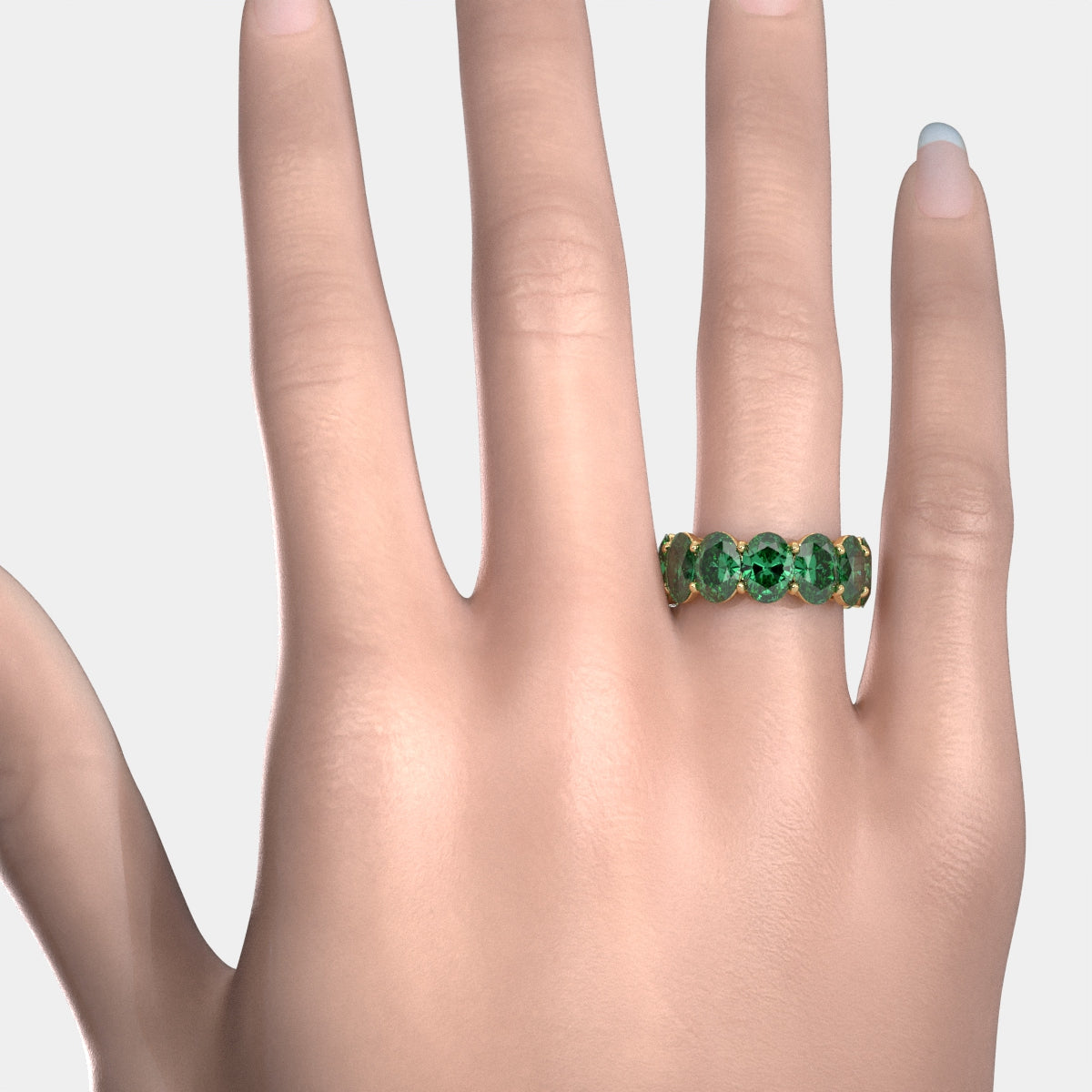 Shared Prong Oval Gemstone Eternity Women's Wedding Band 13.38 Ctw.