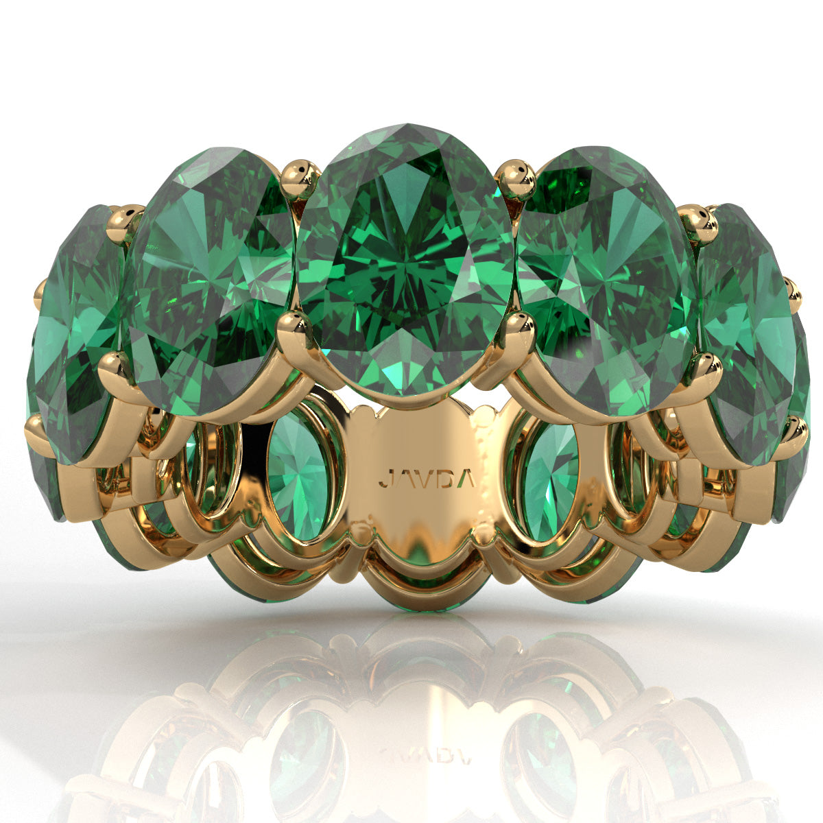 Shared Prong Oval Gemstone Eternity Women's Wedding Band 13.38 Ctw.