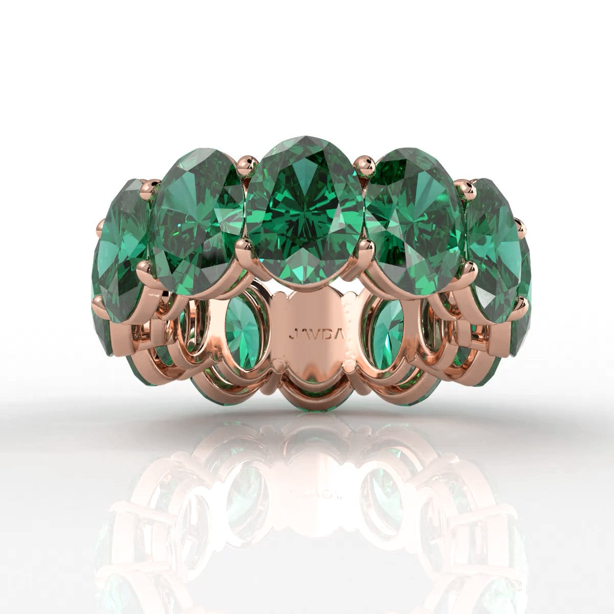 Shared Prong Oval Gemstone Eternity Women's Wedding Band 13.38 Ctw.