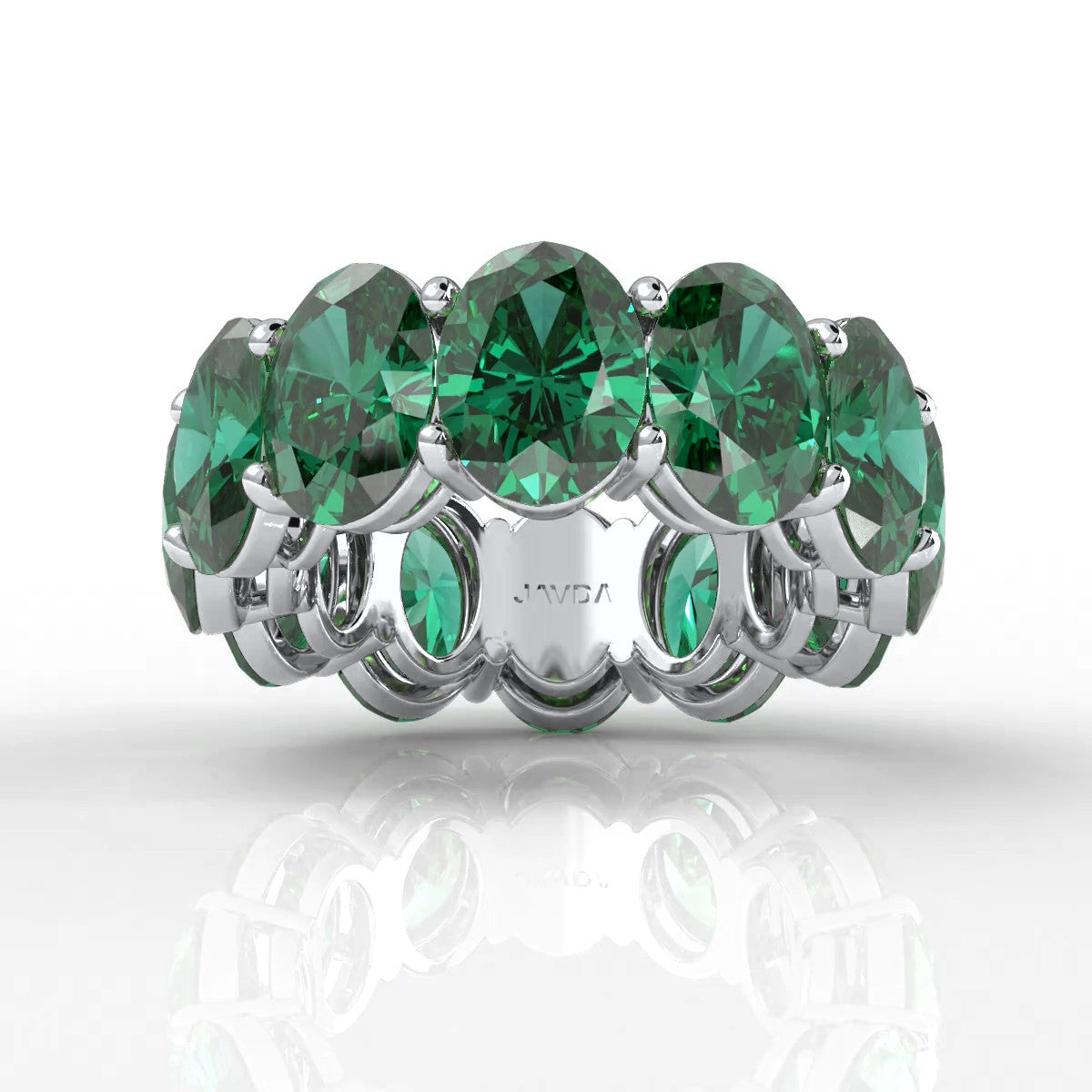 Shared Prong Oval Gemstone Eternity Women's Wedding Band 13.38 Ctw.