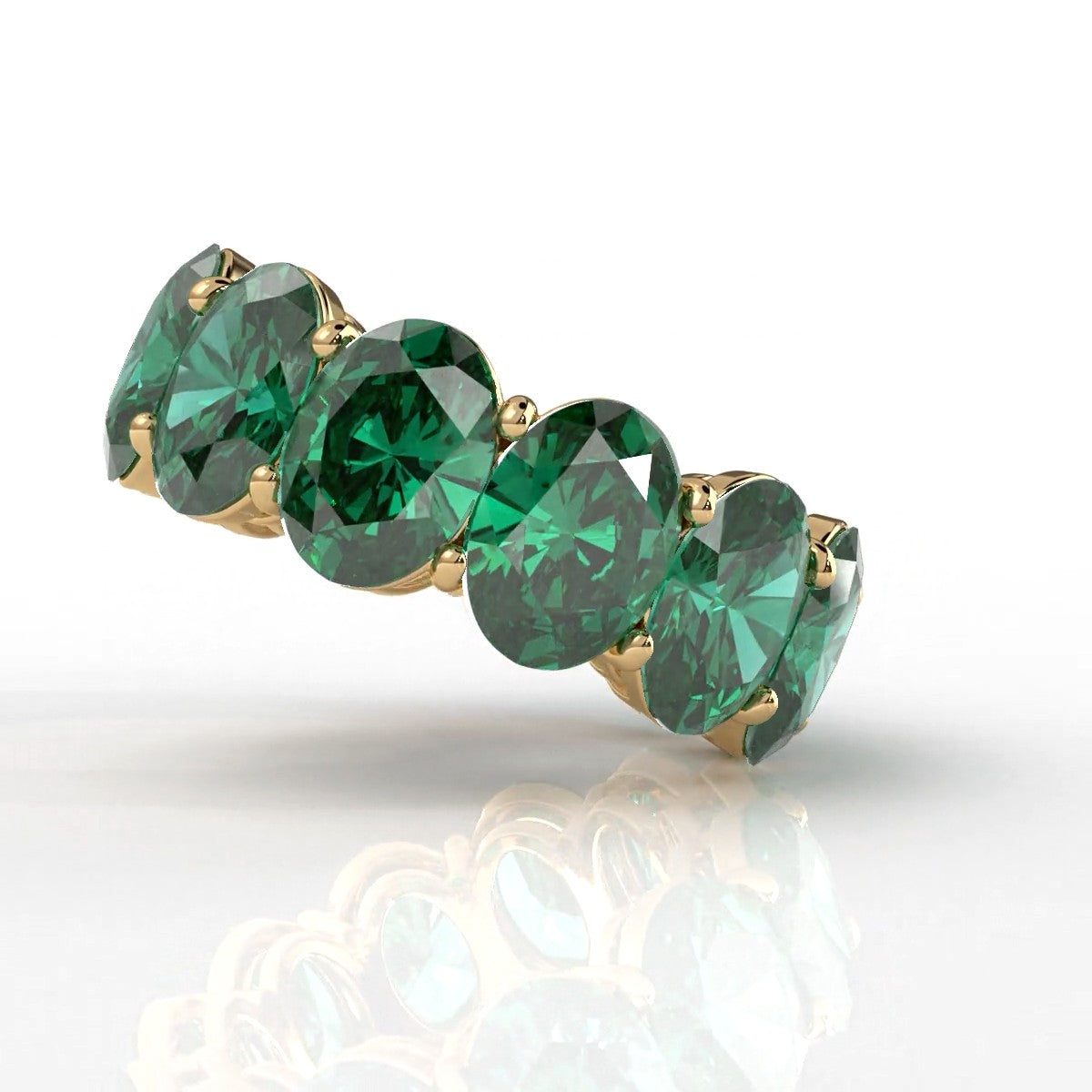 Shared Prong Oval Gemstone Eternity Women's Wedding Band 13.38 Ctw.