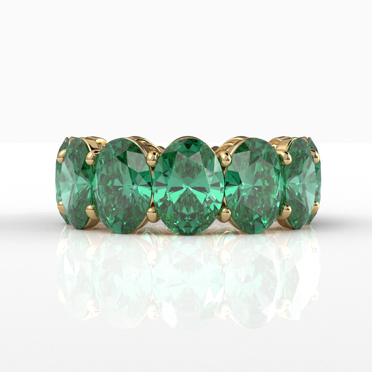 Shared Prong Oval Gemstone Eternity Women's Wedding Band 13.38 Ctw.