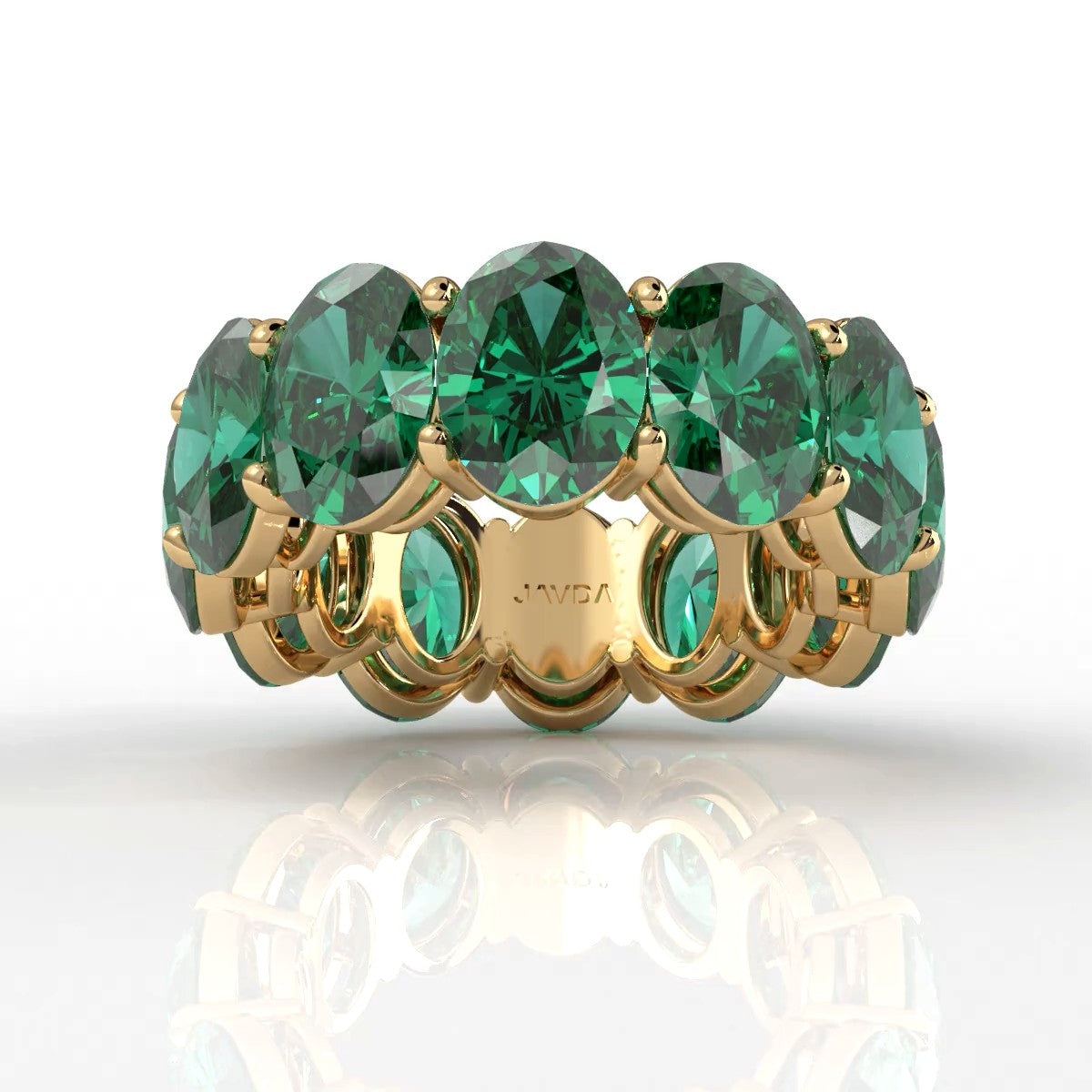 Shared Prong Oval Gemstone Eternity Women's Wedding Band 13.38 Ctw.