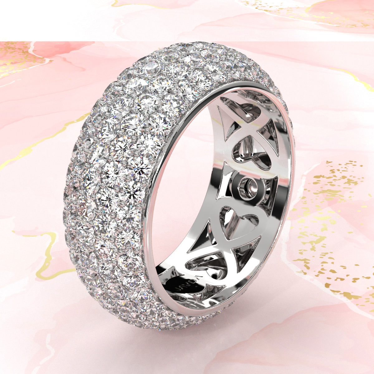 Round Lab Grown Diamond Pave Set Women's Eternity Wedding Band 3.93 Ctw.