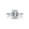 3 Stone Emerald Lab Grown Diamond Engagement Ring IGI Certified 14k White Gold 2.61 Ctw.