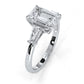 3 Stone Emerald Lab Grown Diamond Engagement Ring IGI Certified 14k White Gold 2.61 Ctw.