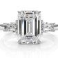 3 Stone Emerald Lab Grown Diamond Engagement Ring IGI Certified 14k White Gold 2.61 Ctw.