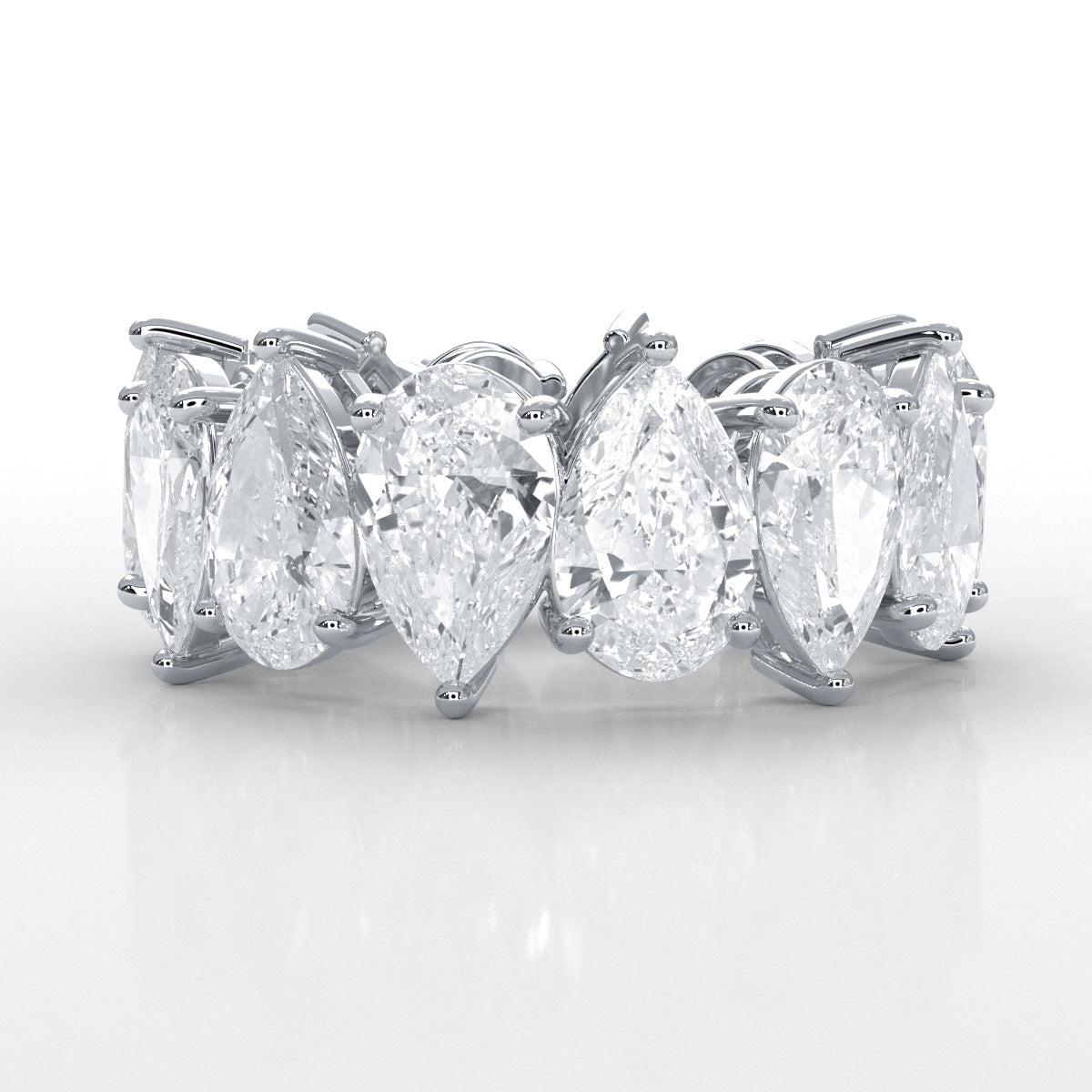 Teardrop Style Pear Lab Grown Diamond Women's Eternity Wedding Band 10.52 Ctw.