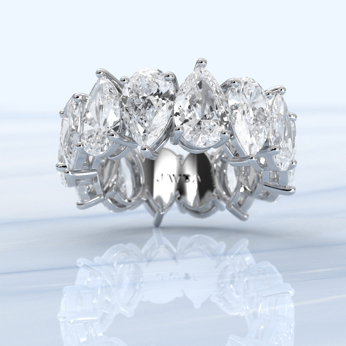 Teardrop Style Pear Lab Grown Diamond Women's Eternity Wedding Band 10.52 Ctw.