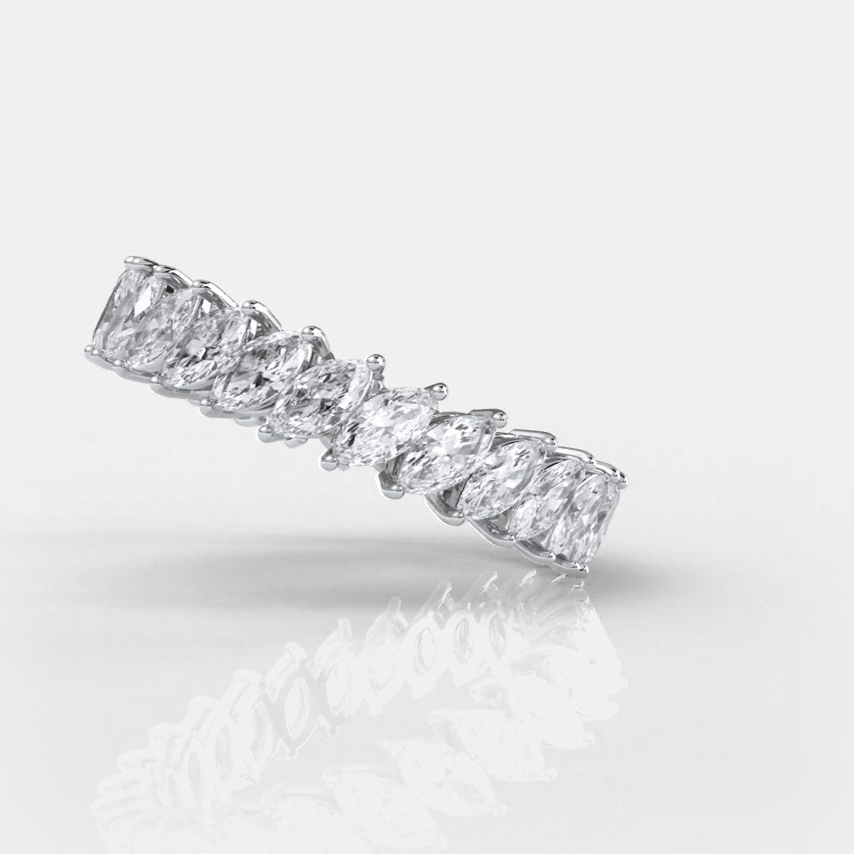 Marquise Eternity Lab-Grown Diamond Prong Set Women's Wedding Band 2.76 Ctw.