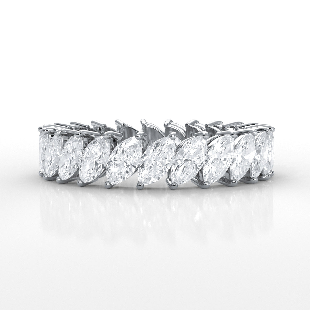 Marquise Eternity Lab-Grown Diamond Prong Set Women's Wedding Band 2.76 Ctw.
