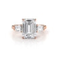 3 Stone Emerald Lab Grown Diamond Engagement Ring IGI Certified 14k White Gold 2.61 Ctw.