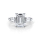 3 Stone Emerald Lab Grown Diamond Engagement Ring IGI Certified 14k White Gold 2.61 Ctw.