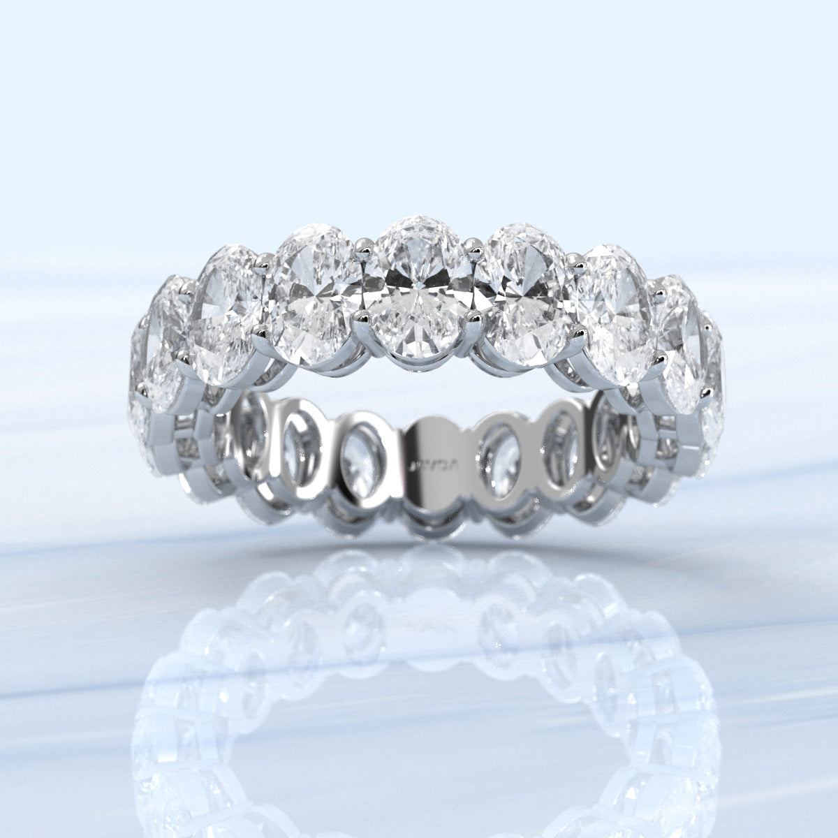 Oval Lab Grown Diamond Women's Eternity Shared Prong Wedding Band 5.95 Ctw.