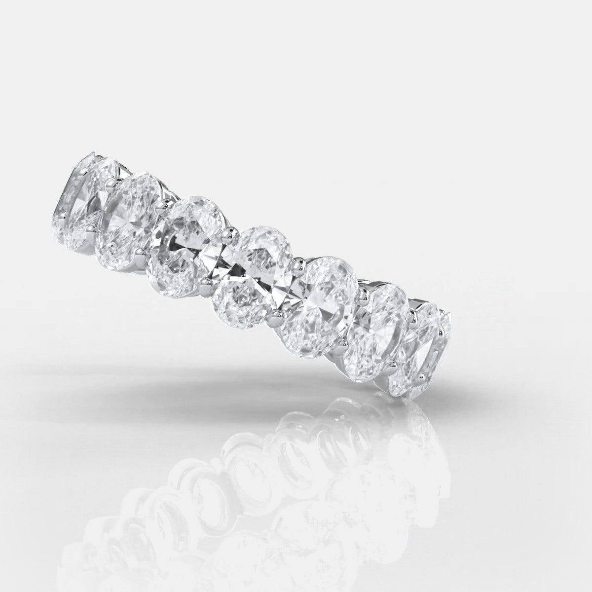 Oval Lab Grown Diamond Women's Eternity Shared Prong Wedding Band 5.95 Ctw.