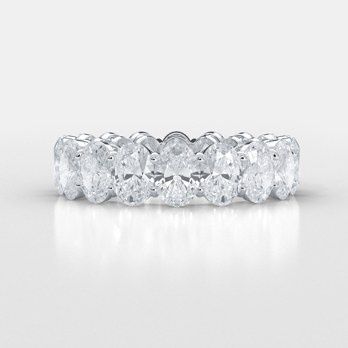 Oval Lab Grown Diamond Women's Eternity Shared Prong Wedding Band 5.95 Ctw.