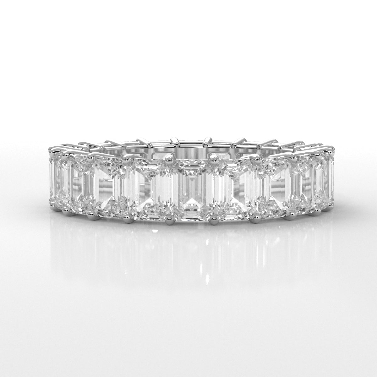 Emerald Cut Lab Grown Diamond Women's Eternity Wedding Band 5.2 Ctw.