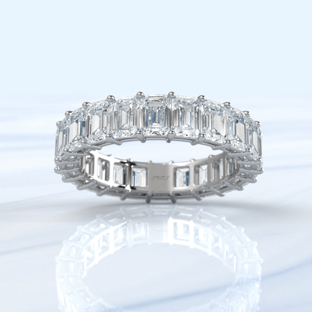 Emerald Cut Lab Grown Diamond Women's Eternity Wedding Band 5.2 Ctw.