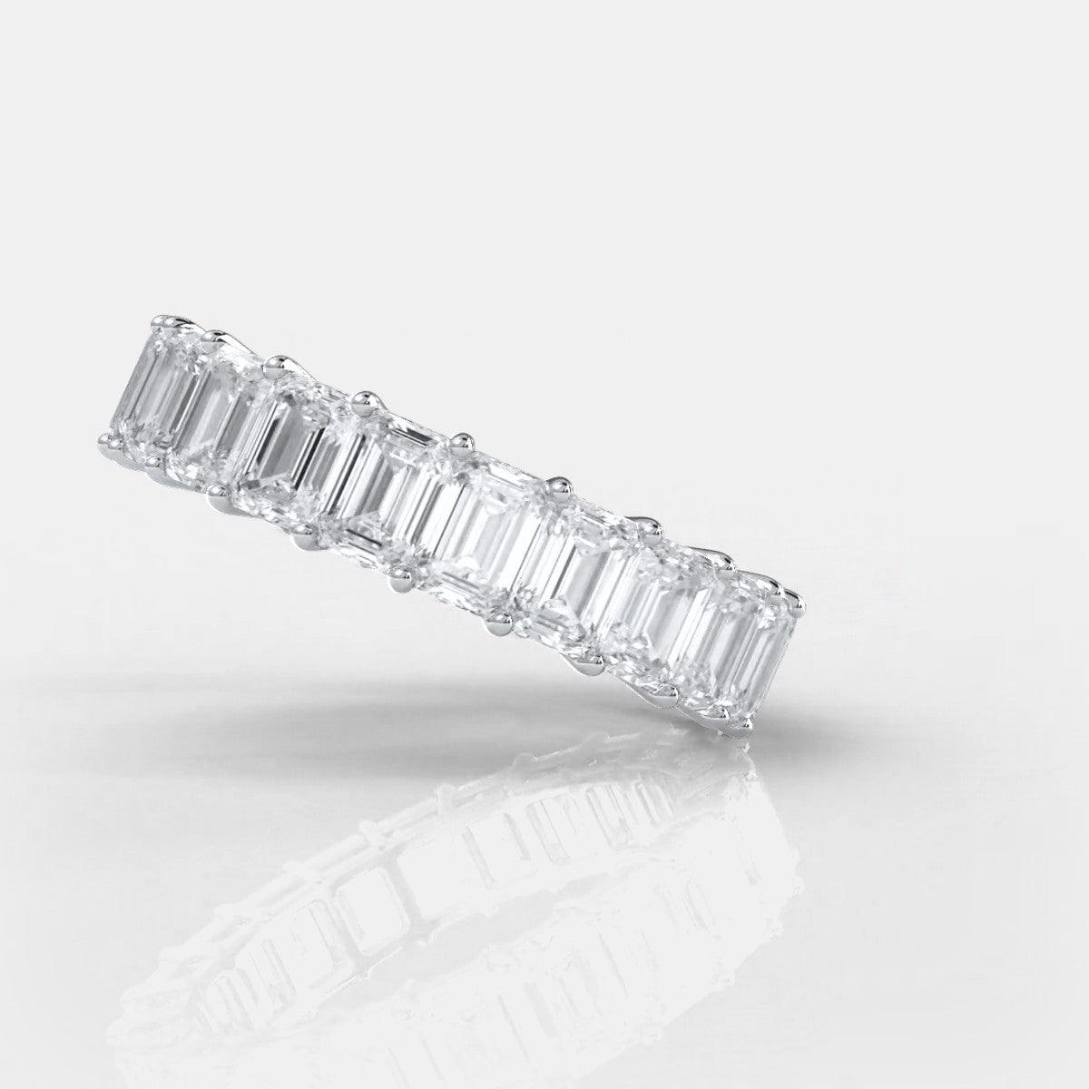 Emerald Cut Lab Grown Diamond Women's Eternity Wedding Band 5.2 Ctw.