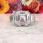 Asscher cut Lab Grown Diamond Engagement 3 Stone Ring IGI Certified 14k White Gold 8.7 Ctw.