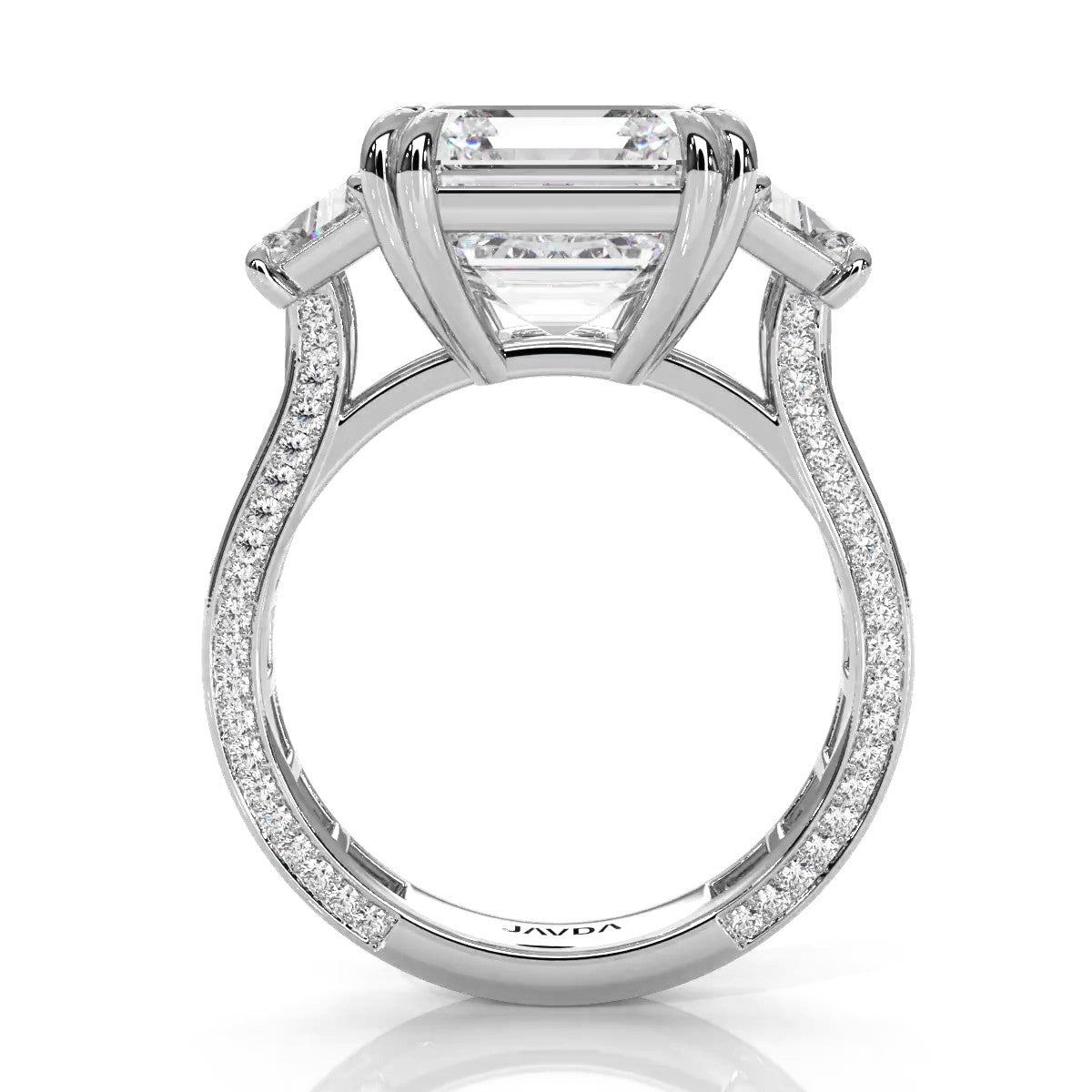 Asscher cut Lab Grown Diamond Engagement 3 Stone Ring IGI Certified 14k White Gold 8.7 Ctw.