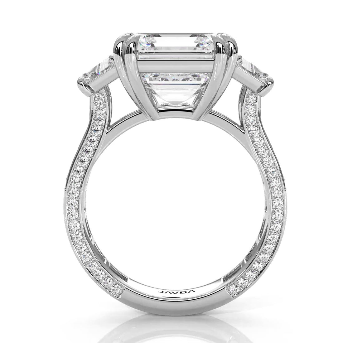 Asscher cut Lab Grown Diamond Engagement 3 Stone Ring IGI Certified 14k White Gold 8.7 Ctw.