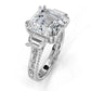 Asscher cut Lab Grown Diamond Engagement 3 Stone Ring IGI Certified 14k White Gold 8.7 Ctw.