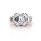 Asscher cut Lab Grown Diamond Engagement 3 Stone Ring IGI Certified 14k White Gold 8.7 Ctw.