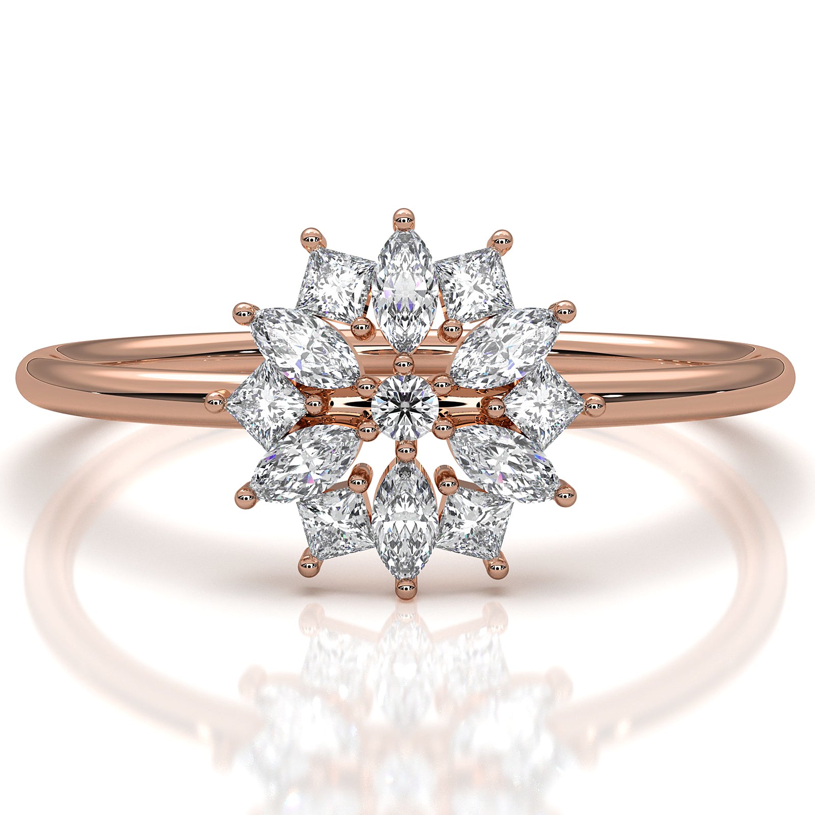 Light Weight Star Cluster Halo Lab Diamond Fashion Ring 0.27ctw.