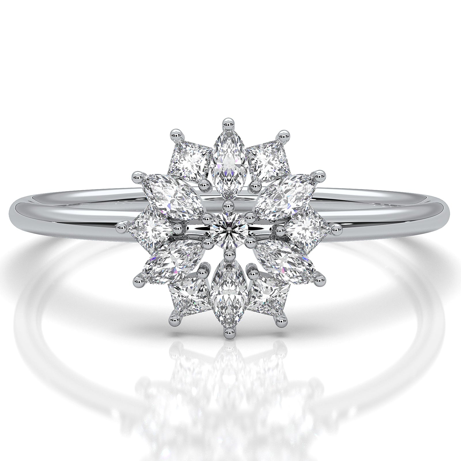 Light Weight Star Cluster Halo Lab Diamond Fashion Ring 0.27ctw.