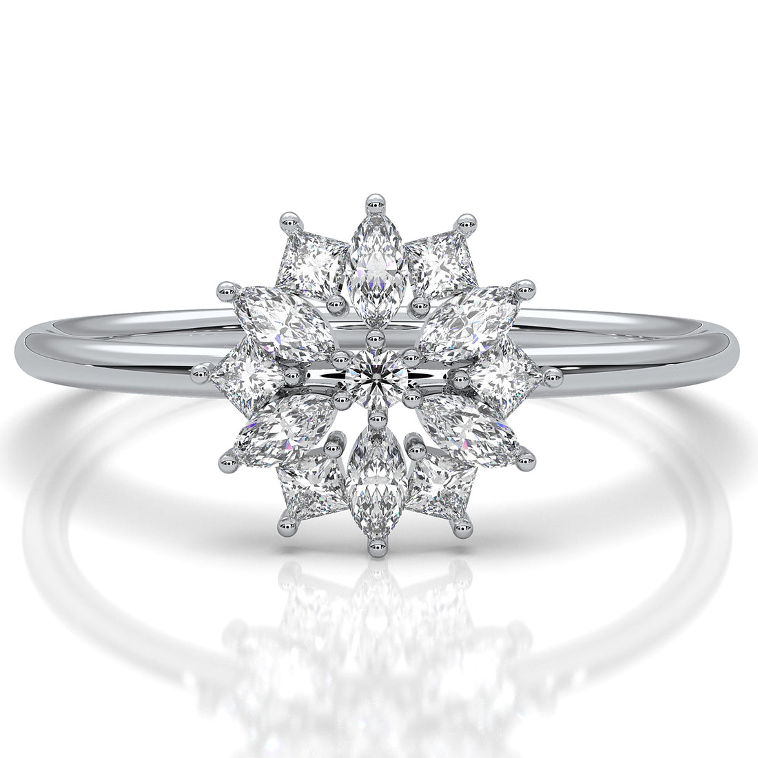 Light Weight Star Cluster Halo Lab Diamond Fashion Ring 0.27ctw.