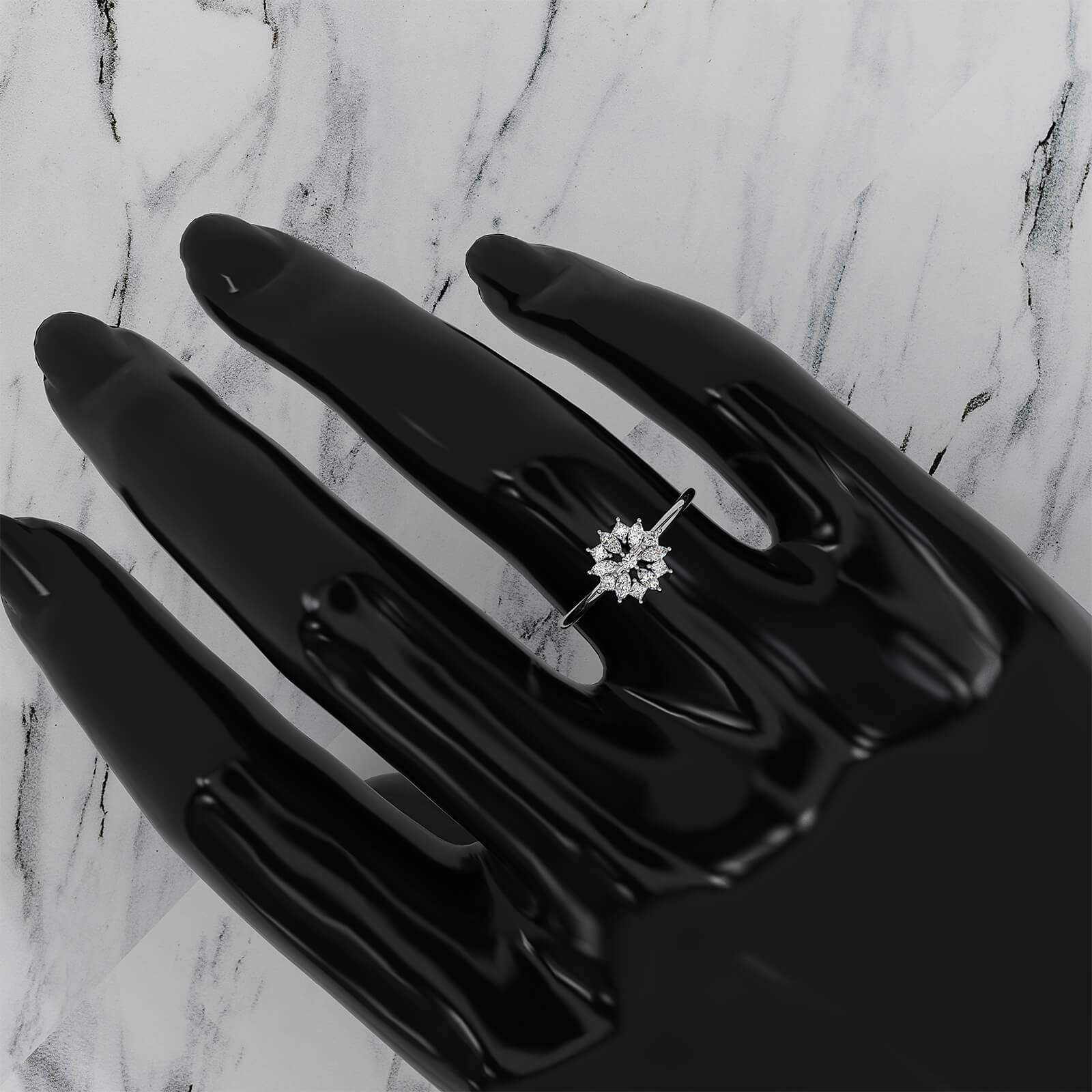 Light Weight Star Cluster Halo Lab Diamond Fashion Ring 0.27ctw.